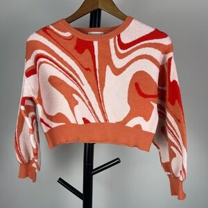 Altar'd State Retro Marble Swirl Cropped Sweater Small S